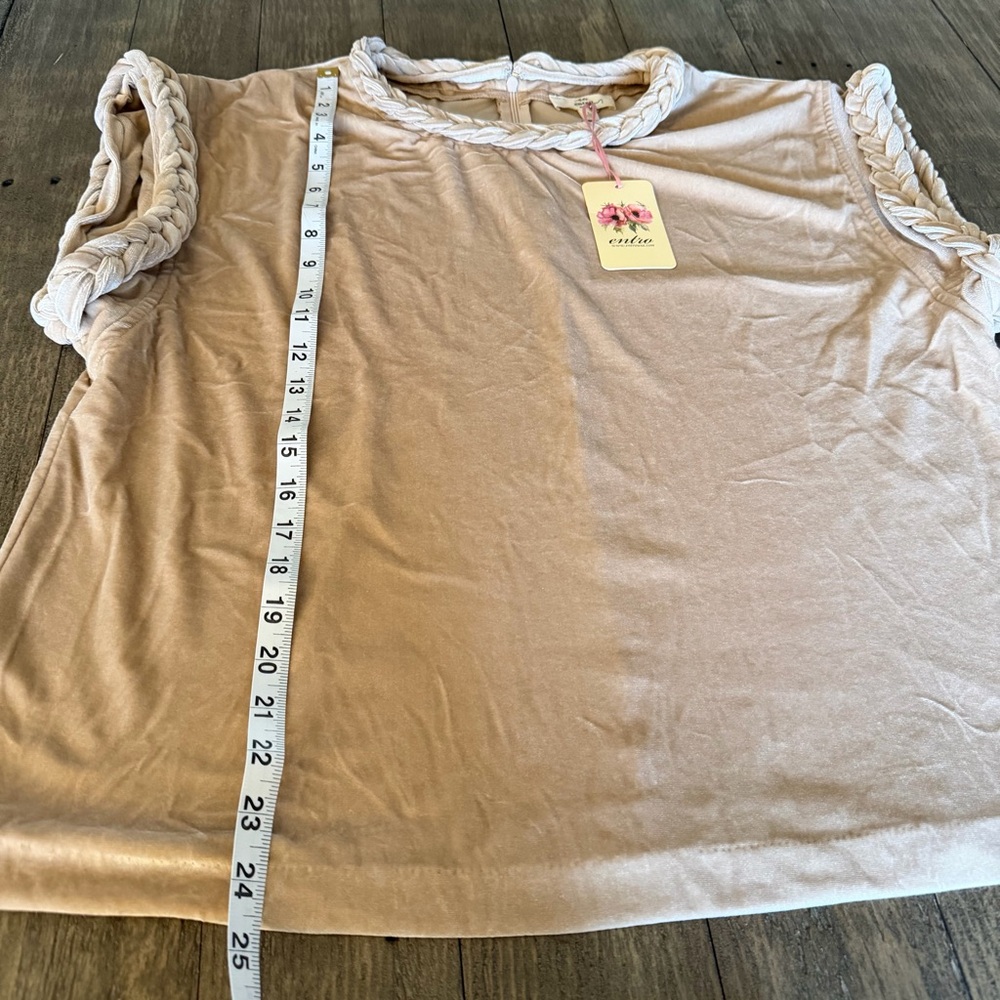 Entro Blush Velvet Braided Trim Top - Size L - Picture 10 of 13